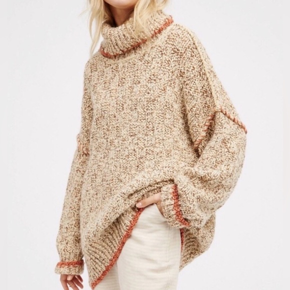 Free People Sweaters - Free People Echo Pullover wool blend Sweater turtleneck in Cream Size Small